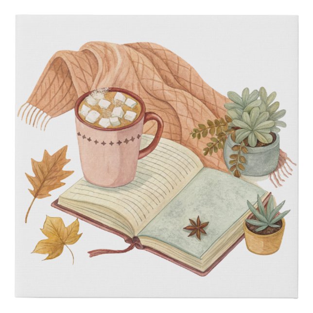 Cozy Reading Nook Hot Cocoa Art Print (Front)