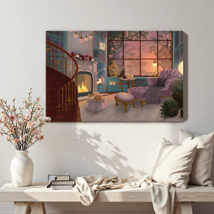 Cozy Reading Sunset Room Wall Canvas Print