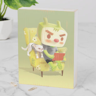 Cozy Reading Time with Pet Wooden Box Sign