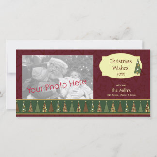 Cozy Red and Green Christmas Tree Photo Card