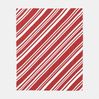 Cozy Red and White Modern Peppermint Stripes Fleece Blanket