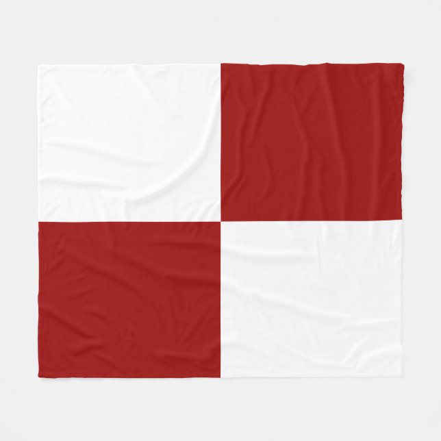Cozy Red and White Rectangles Fleece Blanket (Front (Horizontal))