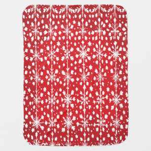 Cozy Red and White Snowflake Winter Holiday Baby Blanket