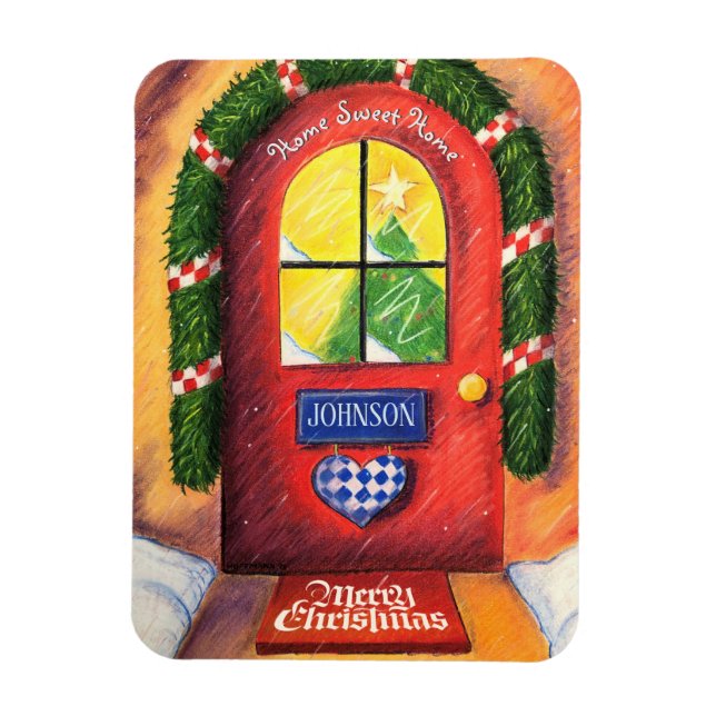Cozy Red Front Door - Merry Christmas - Cutomize Magnet (Vertical)