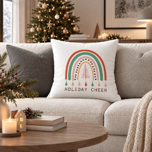 Cozy Red Green Boho Christmas Minimalist Pillow Ar