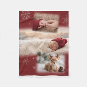 Cozy Red Holiday Baby And Toy Winter Fleece Blanke Blanket