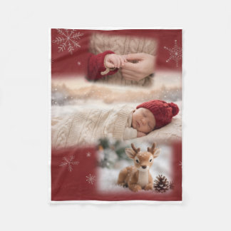 Cozy Red Holiday Baby And Toy Winter Fleece Blanke Blanket
