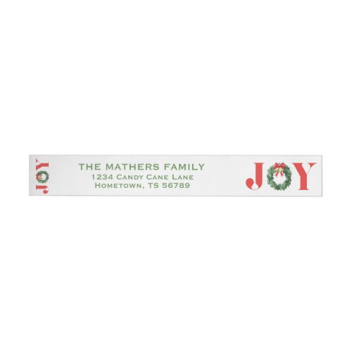 Cozy Red JOY Wreath Christmas Return Address Label
