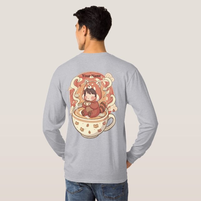 Cozy Red Panda Coffee Men's Graphic Tee (Back Full)
