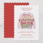 Cozy Red Retro Ugly Christmas Sweater Party TMF26 Invitation
