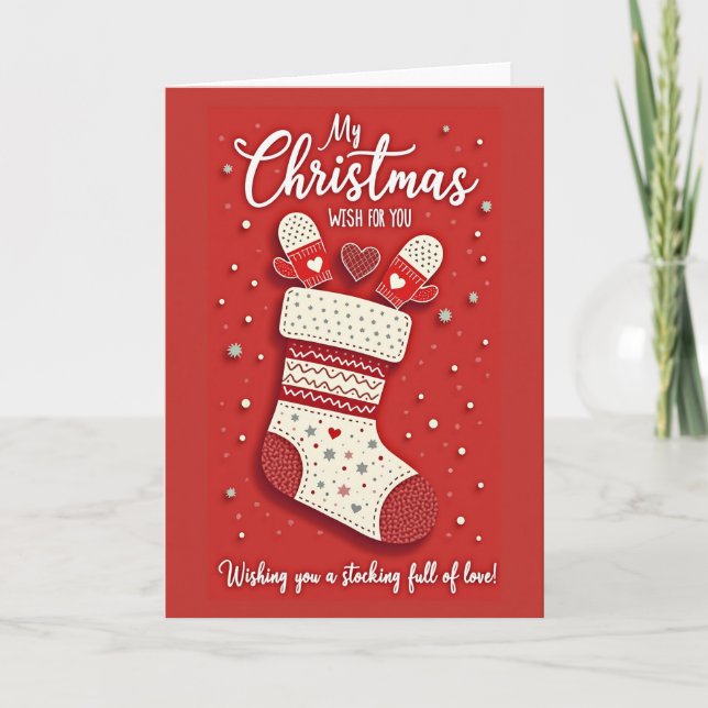 Cozy Red Stocking Card (Front)