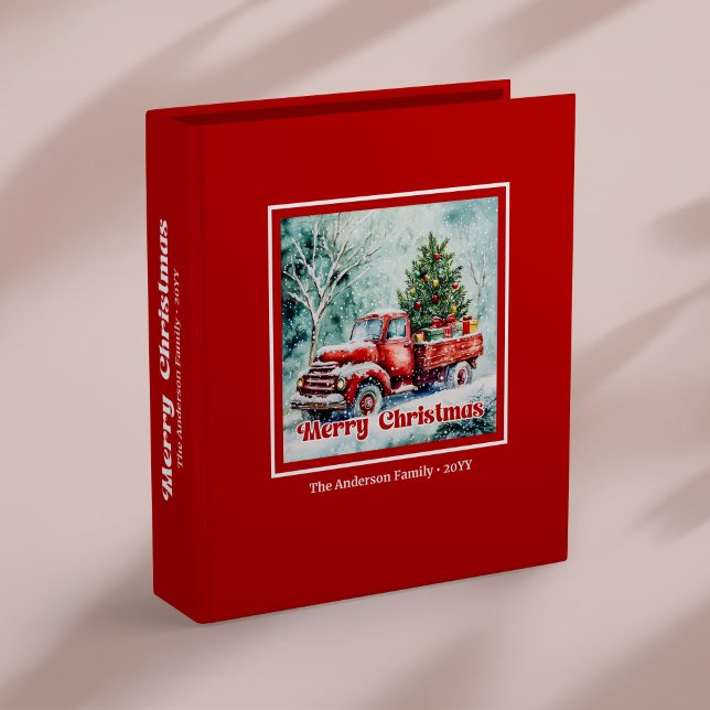 Cozy red truck holiday scene binder rustic red   (Cozy red truck holiday scene binder rustic red green tones

)