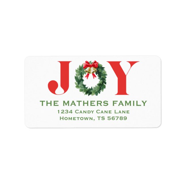 Cozy Red Wreath Christmas Return Address Label (Front)