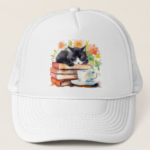 Cozy Relaxed Cat in Watercolor Trucker Hat