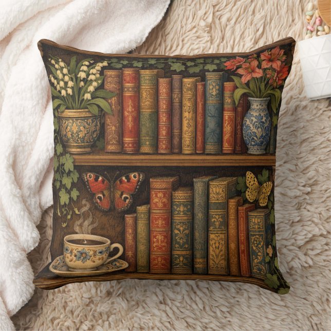 Cozy retro book shelf throw pillow (Blanket)