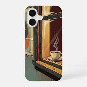 Cozy Retro Cafe View iPhone 16 Case