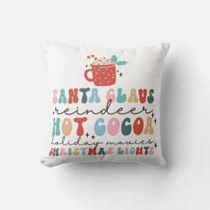 Cozy Retro Christmas Colorful Fun Throw Pillow