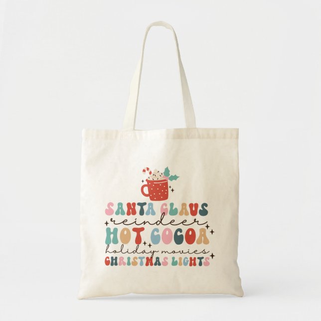 Cozy Retro Christmas Colorful Fun Tote Bag (Front)