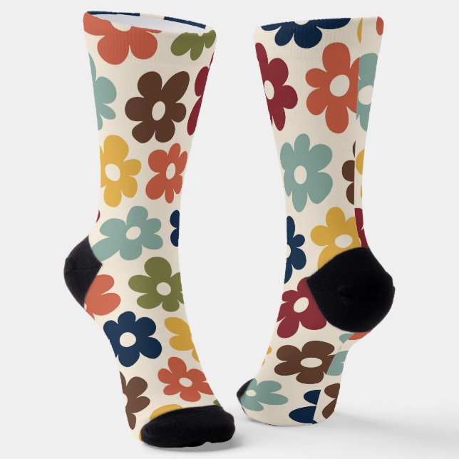 Cozy Retro Floral Pattern Socks (Angled)