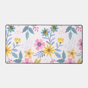 Cozy Retro Floral Wildflowers Aesthetic Desk Mat
