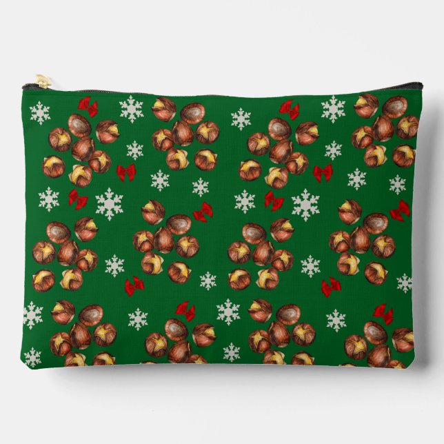 Cozy Roasted Chestnuts  And Snowflakes Winter Accessory Pouch (Front)