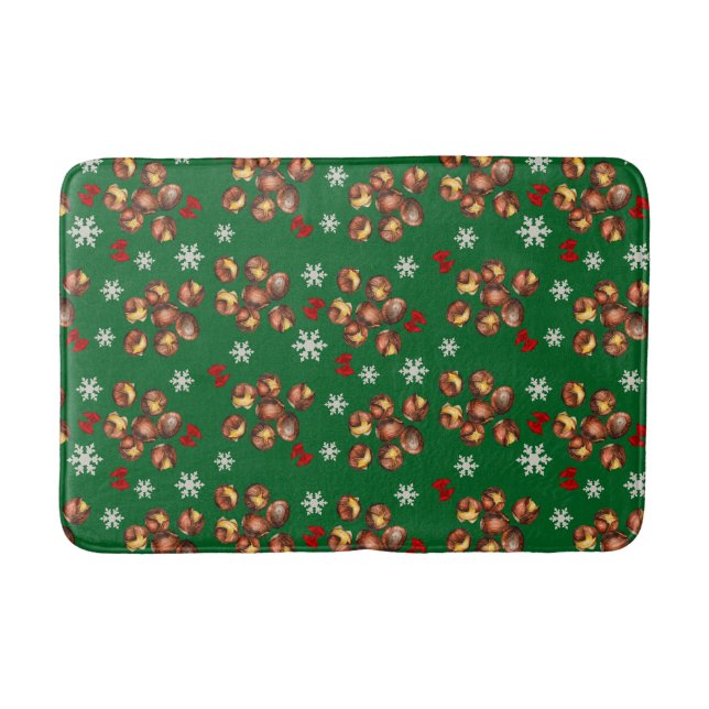 Cozy Roasted Chestnuts  And Snowflakes Winter Bath Mat (Front)