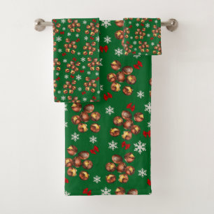 Cozy Roasted Chestnuts  And Snowflakes Winter Bath Towel Set