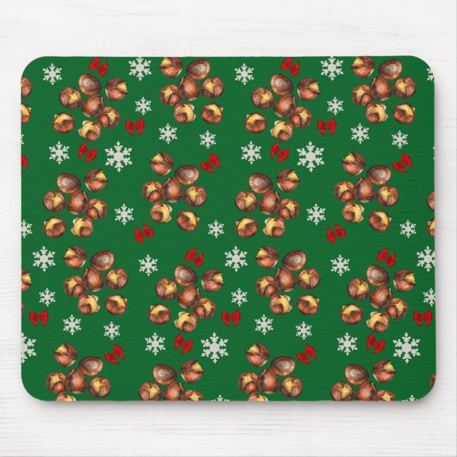 Cozy Roasted Chestnuts  And Snowflakes Winter Mouse Pad (Front)