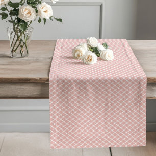 Cozy Rose Gold Checkered Table Runner Holiday Chic