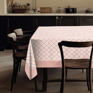 Cozy Rose Gold Plaid Tablecloth for Meals