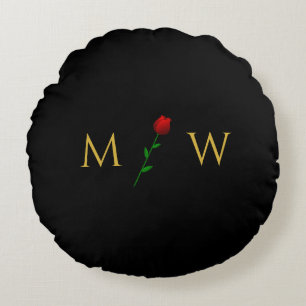 Cozy Round Pillow Customized with Couple Initials