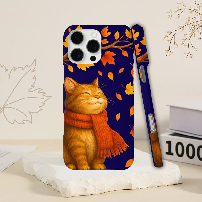 Cozy Royal Blue Autumnal Cute Cat Case-Mate iPhone Case (Creator Uploaded)