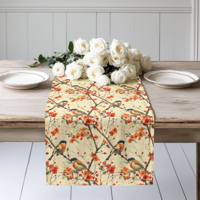 Cozy Runner with Fall Birds and Woodland Floral (Cozy Runner with Fall Birds and Woodland Floral)