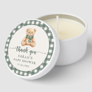 Cozy Rustic Cute Teddy Bear Baby Shower Thank You Mini Candle Favors