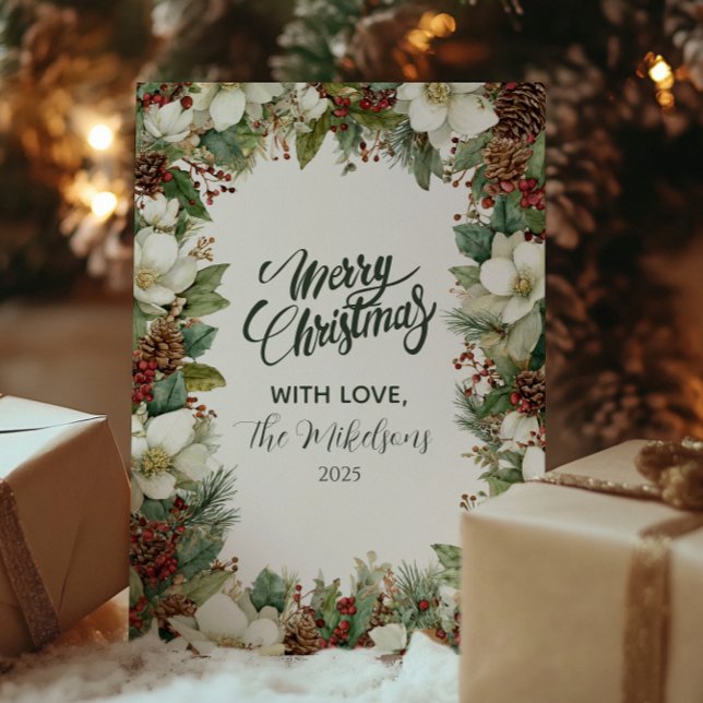 Cozy Rustic Evergreen Christmas Holiday Card (Creator Uploaded)