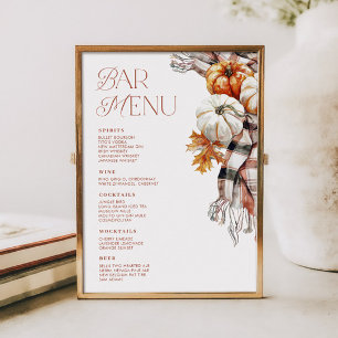 Cozy Rustic Fall 5x7 Bar Drink Menu Invitation