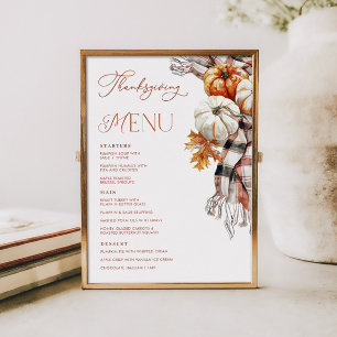 Cozy Rustic Fall 5x7 Thanksgiving Dinner Menu Invitation