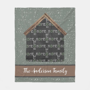 Cozy Rustic Home Family Name Fleece Blanket