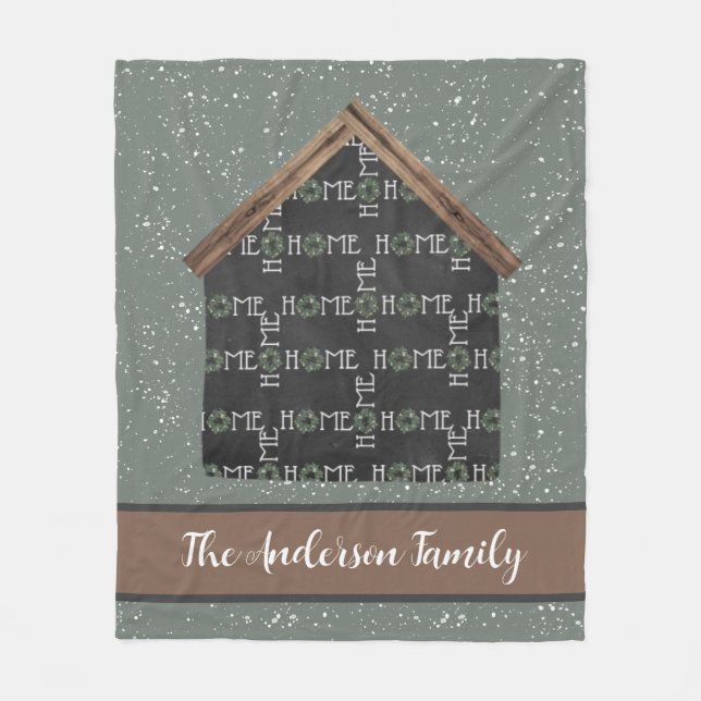 Cozy Rustic Home Family Name  Fleece Blanket (Front)