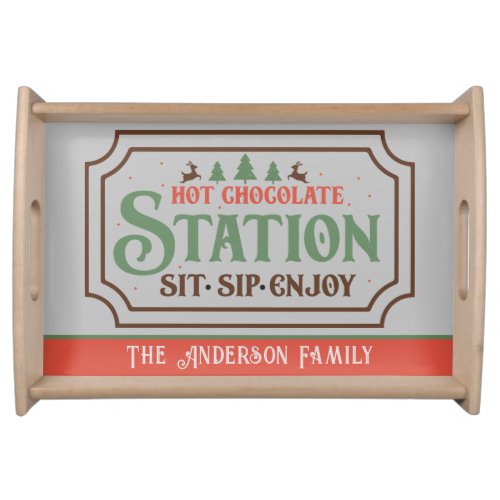 Cozy Rustic Hot Chocolate Family Name Serving Tray