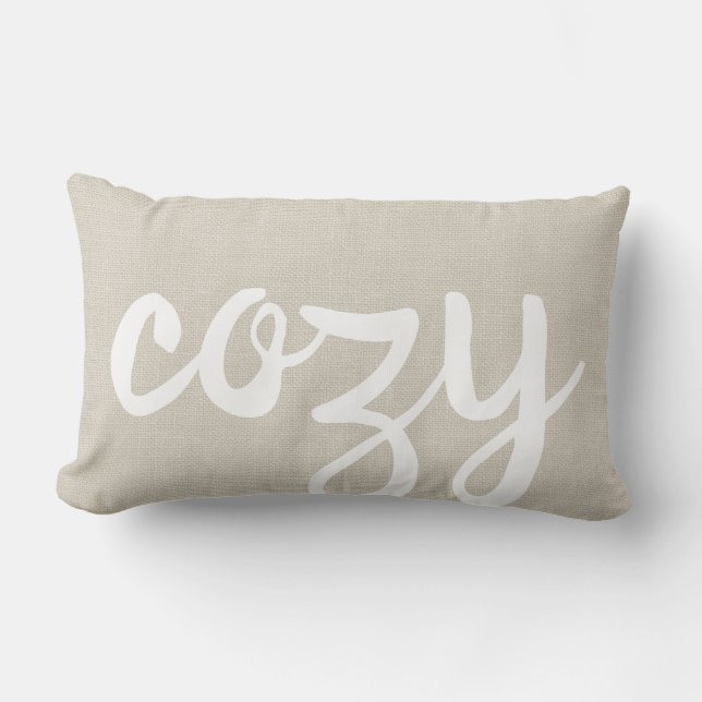 Cozy | Rustic Ivory Modern Farmhouse Lumbar Pillow (Front)