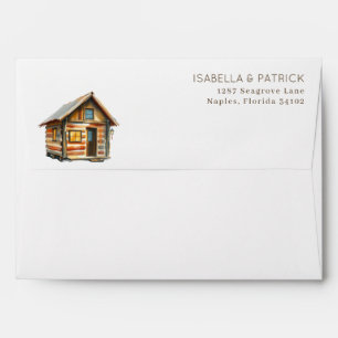 Cozy Rustic Watercolor Cabin Envelope
