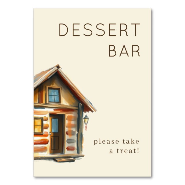 Cozy Rustic Watercolor Cabin Table Number (Front)