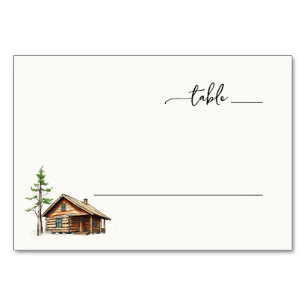 Cozy Rustic Wooden Cabin Illustration Table Number