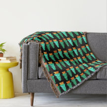 Cozy Rustic Woodland Trees Art Throw Blanket