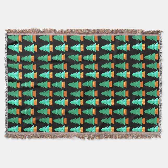 Cozy Rustic Woodland Trees Art Throw Blanket (Front)
