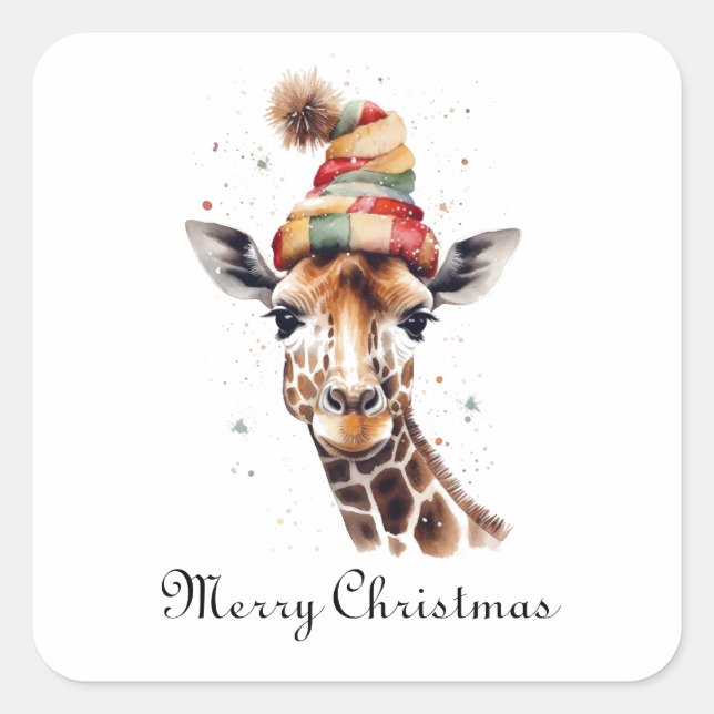 Cozy Safari Christmas, custom Square Sticker (Front)