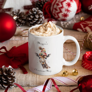 Cozy Safari Christmas, custom Two-Tone Coffee Mug