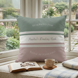 Cozy Sage and Mauve Storybook Reading Nook Décor Throw Pillow