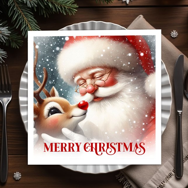 Cozy Santa and Rudolph Christmas Dinner Party   Napkins (Cozy Santa and Rudolph Christmas Dinner Party Napkins

)